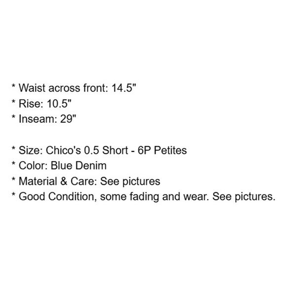 Chicos Jeans 0.5 Short Petites 6P Blue Flare Leg Platinum Charm SH Stretch Denim - Picture 4 of 12